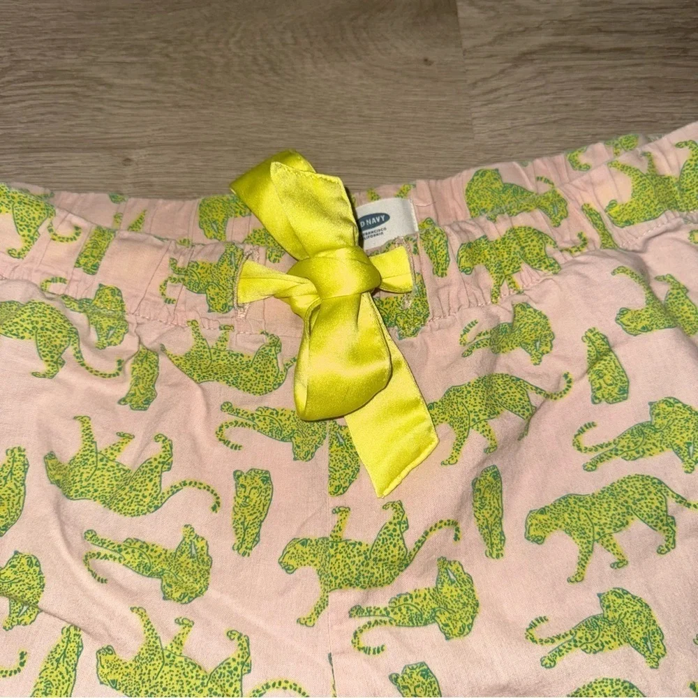 Old Navy Pink & Green Cheetah Pajama Shorts